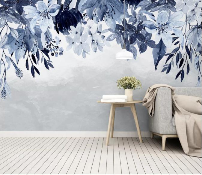 3D Hand Painted Grey Flowers Wall Mural Wallpaper 15- Jess Art Decoration