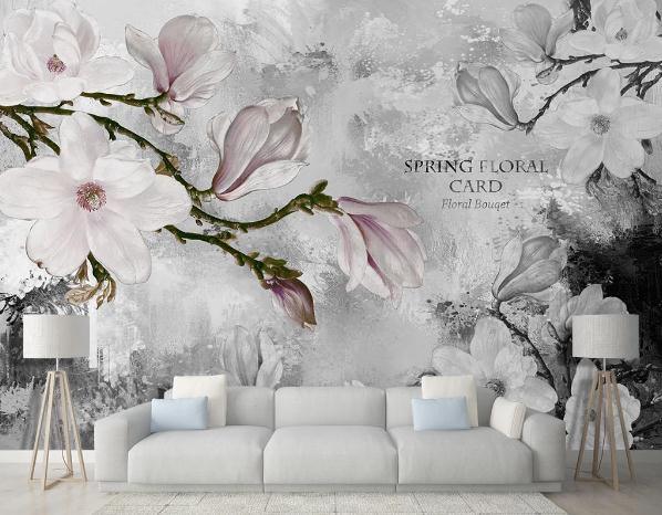 3D Hand Painted Flower White Wall Mural Wallpaper 57- Jess Art Decoration