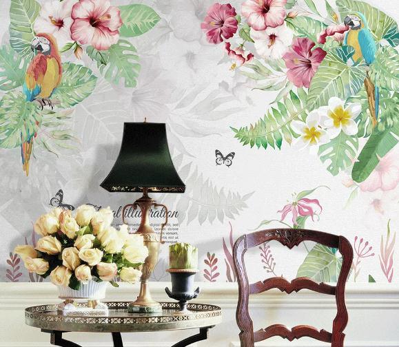 3D Hand Painted Leaves Flowers Wall Mural Wallpaper 44- Jess Art Decoration