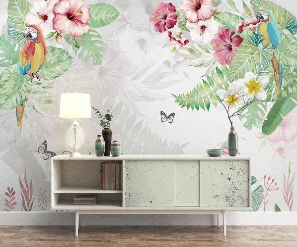 3D Hand Painted Leaves Flowers Wall Mural Wallpaper 44- Jess Art Decoration
