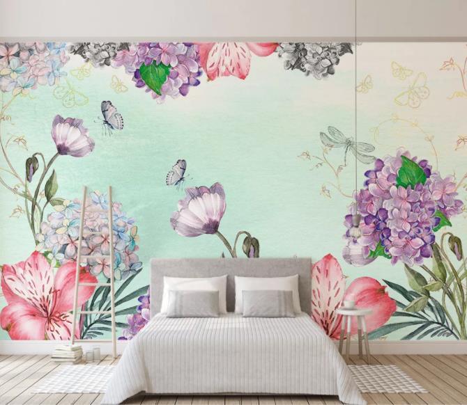 3D Hand Painted Flowers Wall Mural Wallpaper 48- Jess Art Decoration