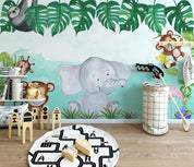 3D Hand Painted Leaf Animals Wall Mural Wallpaper 52- Jess Art Decoration