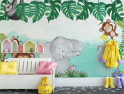 3D Hand Painted Leaf Animals Wall Mural Wallpaper 52- Jess Art Decoration