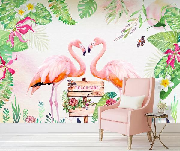 3D Tropical Leaf Flamingo Wall Mural Wallpaper 47- Jess Art Decoration