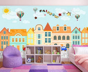 3D Cartoon House Balloon Wall Mural Wallpaper 5- Jess Art Decoration
