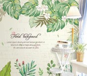3D Hand Painted Green Leaves Wall Mural Wallpaper 43- Jess Art Decoration