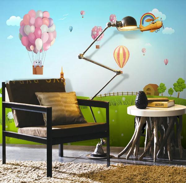 3D Hand Painted Grassland Balloon Wall Mural Wallpaper 72- Jess Art Decoration
