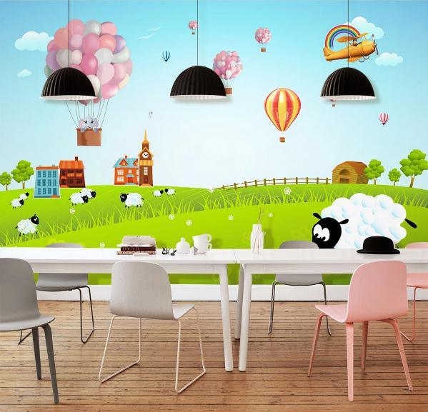 3D Hand Painted Grassland Balloon Wall Mural Wallpaper 72- Jess Art Decoration