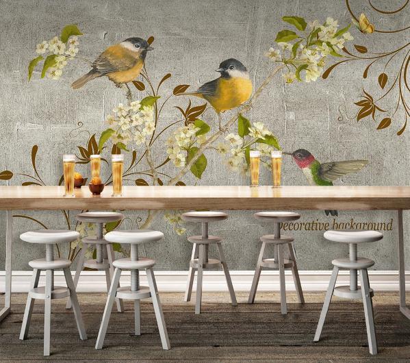 3D Hand Painted Flowers Birds Wall Mural Wallpaper 99- Jess Art Decoration