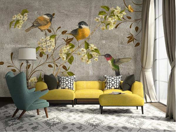 3D Hand Painted Flowers Birds Wall Mural Wallpaper 99- Jess Art Decoration