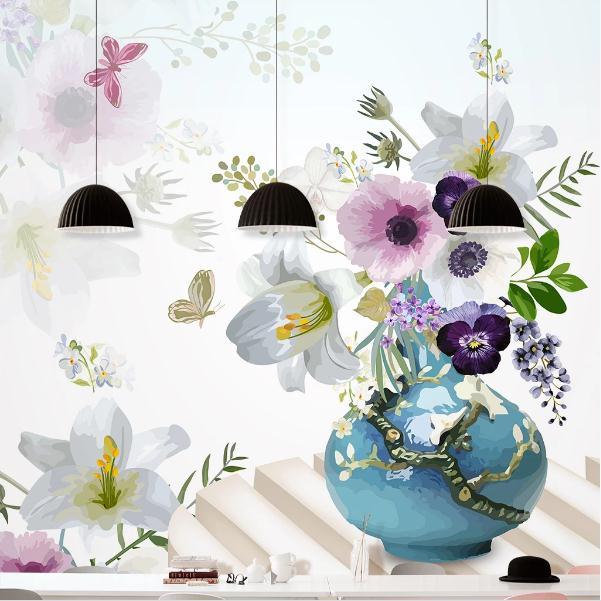 3D Hand Painted Flower Vase Wall Mural Wallpaper 19- Jess Art Decoration