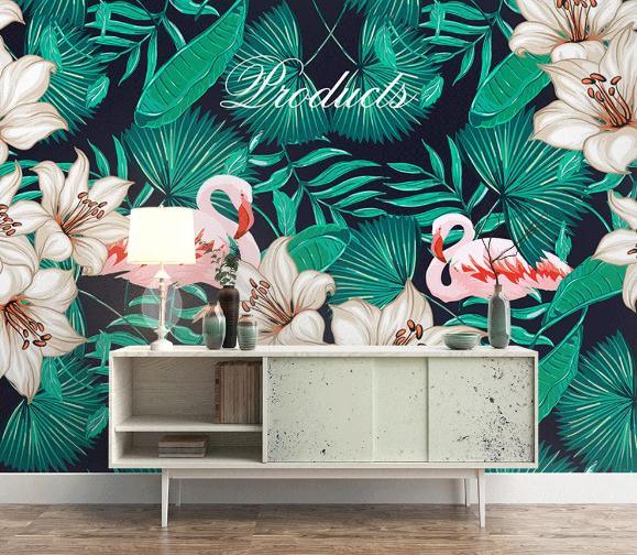 3D Tropical Leaf Flamingo Wall Mural Wallpaper 36- Jess Art Decoration