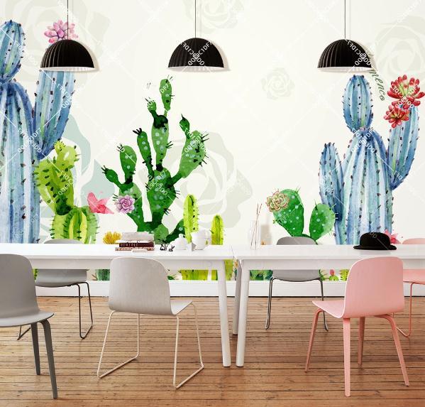 3D Hand Painted Cactus Wall Mural Wallpaper 149- Jess Art Decoration