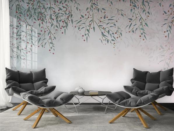 3D Hand Painted Green Leaf Giraffe Wall Mural Wallpaper 133- Jess Art Decoration