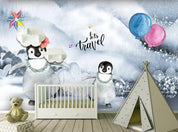3D Cartoon Mountain Penguin Wall Mural Wallpaper 171- Jess Art Decoration