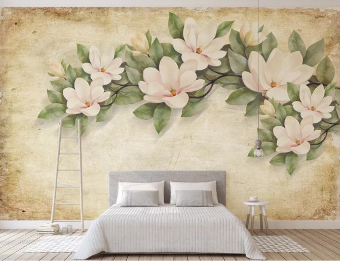 3D Hand Painted Vintage Flowers Wall Mural Wallpaper 39- Jess Art Decoration