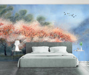 3D Hand Painted Pink Tree Wall Mural Wallpaper 62- Jess Art Decoration