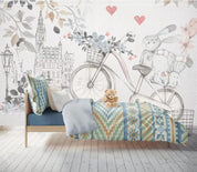 3D Cartoon Grey Rabbit Bike Wall Mural Wallpaper 66- Jess Art Decoration