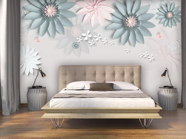 3D Blue Tridimensional Flower Wall Mural Wallpaper 171- Jess Art Decoration