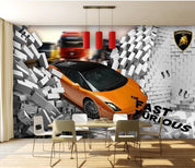3D Broken Car Brick Wall Mural Wallpaper 132- Jess Art Decoration