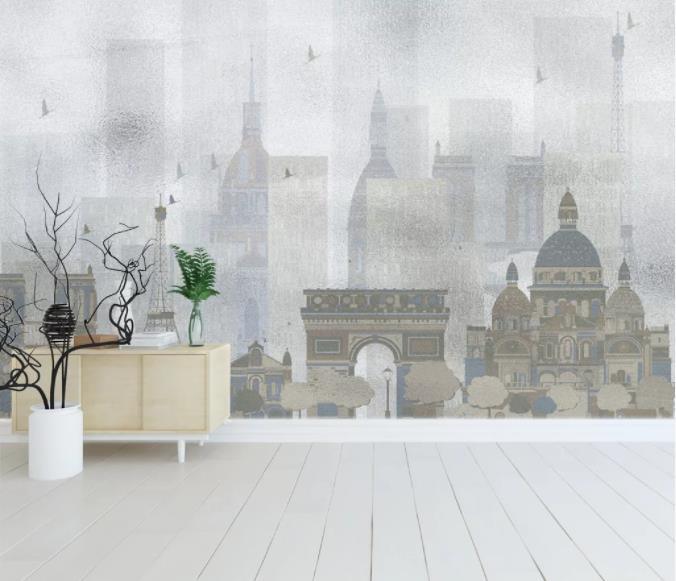 3D Hand Painted Gray City Wall Mural Wallpaper 79- Jess Art Decoration