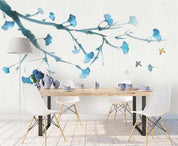 3D Hand Painted Blue Ginkgo Leaf Wall Mural Wallpaper 82- Jess Art Decoration