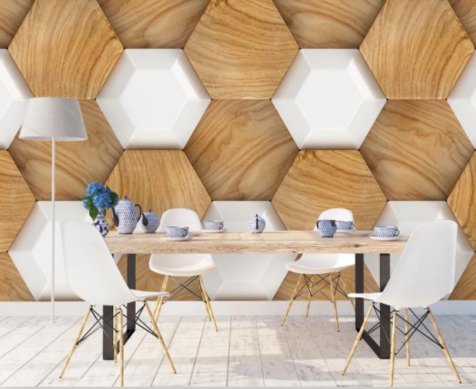 3D Brown Hexagon Wall Mural Wallpaper 94- Jess Art Decoration