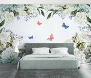 3D Hand Painted Flower Butterfly Wall Mural Wallpaper 129- Jess Art Decoration