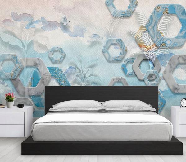 3D Blue Geometry Wall Mural Wallpaper 161- Jess Art Decoration