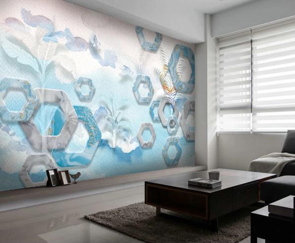 3D Blue Geometry Wall Mural Wallpaper 161- Jess Art Decoration