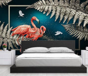 3D Pink Flamingo Leaf Wall Mural Wallpaper 8- Jess Art Decoration