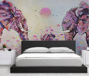 3D Hand Painted Pink Elephant Wall Mural Wallpaper 7- Jess Art Decoration