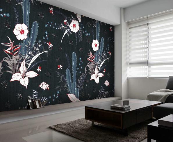 3D Hand Painted Cactus White Flowers Wall Mural Wallpaper 18- Jess Art Decoration