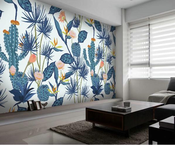 3D Hand Painted Cactus Leaves Wall Mural Wallpaper 17- Jess Art Decoration