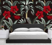 3D Retro Red Flowers Leaves Wall Mural Wallpaper 33- Jess Art Decoration