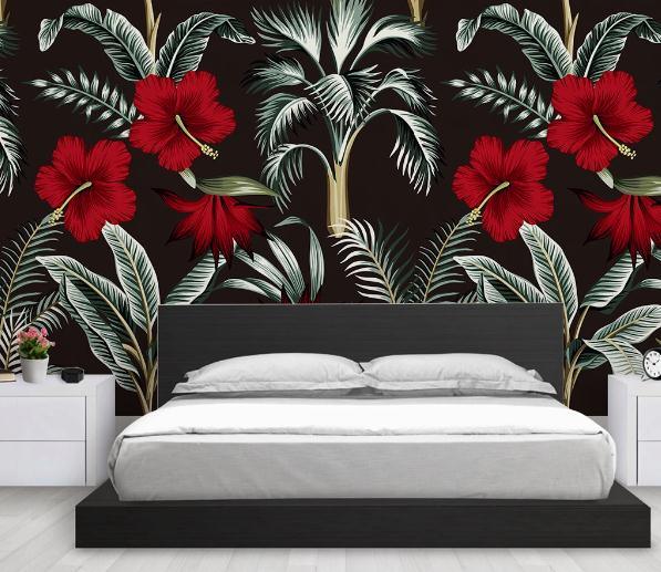 3D Retro Red Flowers Leaves Wall Mural Wallpaper 33- Jess Art Decoration