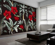 3D Retro Red Flowers Leaves Wall Mural Wallpaper 33- Jess Art Decoration