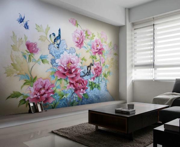 3D Hand Painted Pink Peony Wall Mural Wallpaper 228- Jess Art Decoration