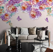 3D Hand Painted Purple Flower Butterfly Wall Mural Wallpaper 167- Jess Art Decoration
