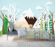 3D Cartoon Mountain Tree Wall Mural Wallpaper 156- Jess Art Decoration