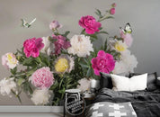 3D Hand Painted Peony Butterfly Wall Mural Wallpaper 177- Jess Art Decoration