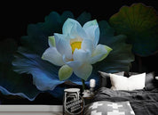3D Hand Painted White Lotus Wall Mural Wallpaper 178- Jess Art Decoration