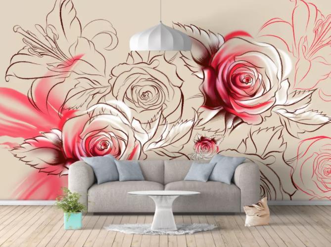 3D Hand Painted Pink Rose Wall Mural Wallpaper 96- Jess Art Decoration