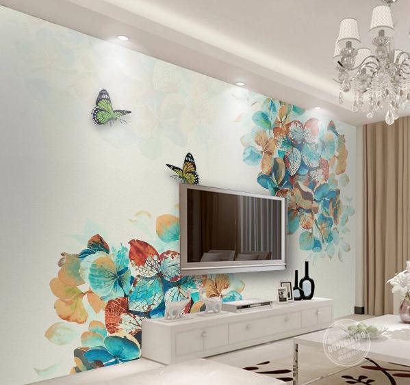 3D Hand Painted Flower Butterfly Wall Mural Wallpaper 47- Jess Art Decoration