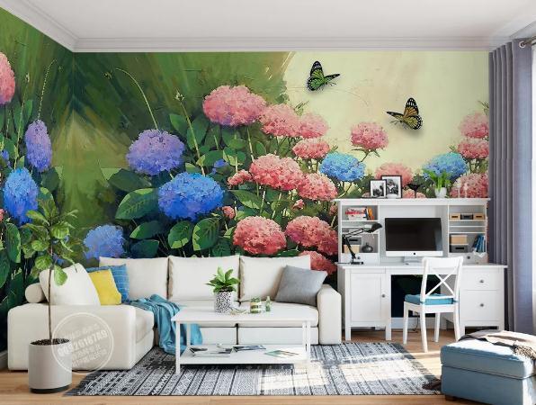 3D Hand Painted Flower Butterfly Wall Mural Wallpaper 152- Jess Art Decoration