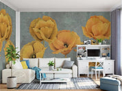 3D Retro Yellow Flowers Wall Mural Wallpaper 23- Jess Art Decoration