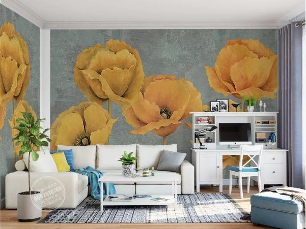 3D Retro Yellow Flowers Wall Mural Wallpaper 23- Jess Art Decoration