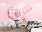 3D Three Dimensional Pink Flowers Wall Mural Wallpaper 204- Jess Art Decoration