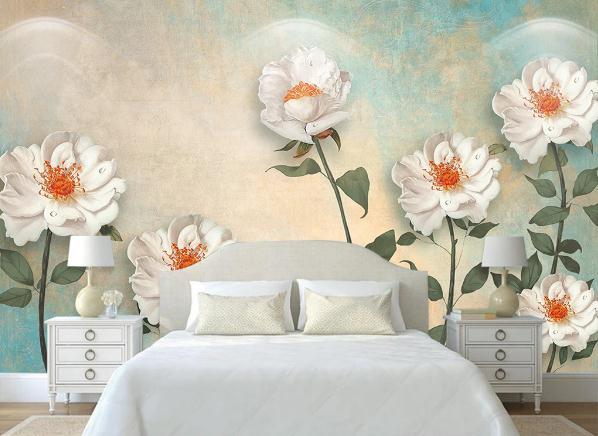 3D Vintage White Flowers Wall Mural Wallpaper 11- Jess Art Decoration