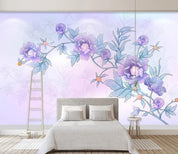 3D Hand Painted Purple Flowers Wall Mural Wallpaper 121- Jess Art Decoration